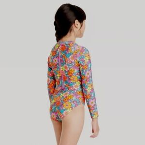 Cat & Jack Girls' Retro Row Rash Guard Swimsuit